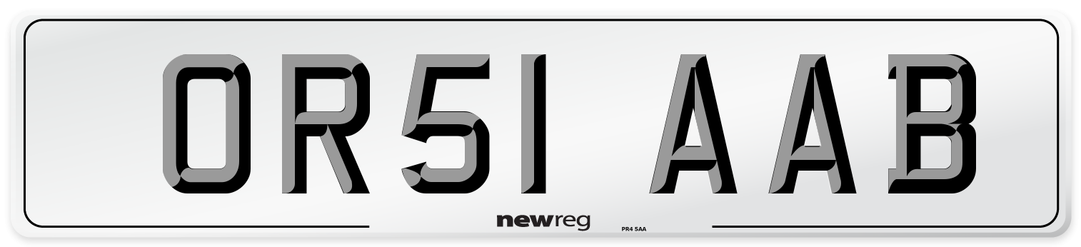 OR51 AAB Number Plate from New Reg